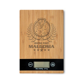 Bambusowa waga kuchenna z grawerem MISTRZ PIZZY + IMIĘ