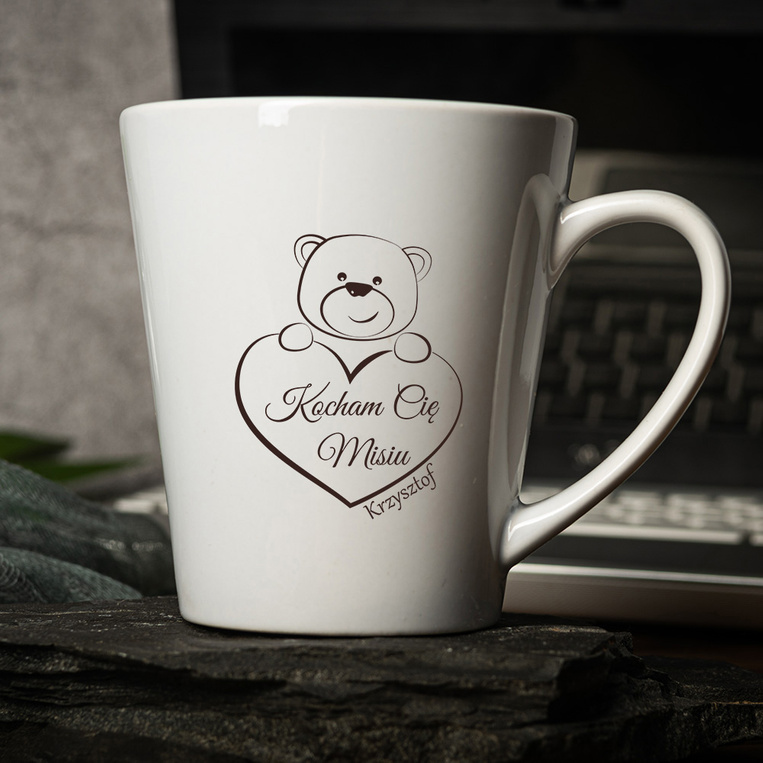 Kubek Latte z nadrukiem KOCHAM CIĘ MISIU + IMIĘ z okazji WALENTYNEK