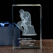 Grawerowana postać Myśliciela 3D - kryształowa statuetka DLA PRAWNIKA
