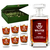 Personalizowany zestaw do whisky na URODZINY – karafka i 6 szklanek