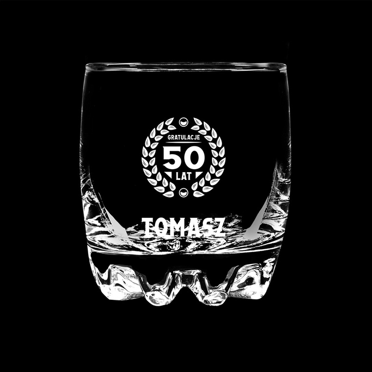 GRAWEROWANA szklanka do whisky na PREZENT z okazji 50 LAT