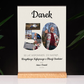 Statuetka z plexi z drewnianą podstawką 21x30 cm – Prezent na 50 urodziny