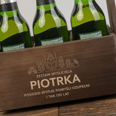 Grawerowane nosidło na piwo ZESTAW MYŚLICIELA + IMIĘ