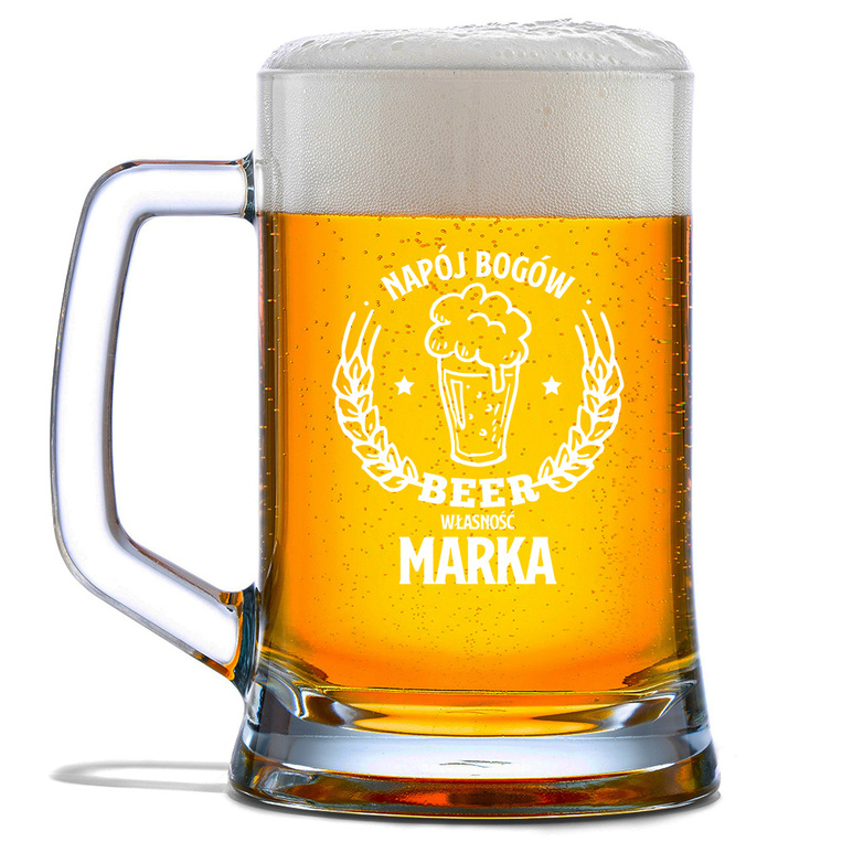 Kufel z grawerem NAPÓJ BOGÓW + IMIĘ na prezent DLA KOLEGI