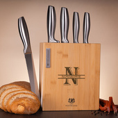 Zestaw noży w bloku z grawerem PREZENT NA PARAPETÓWKĘ