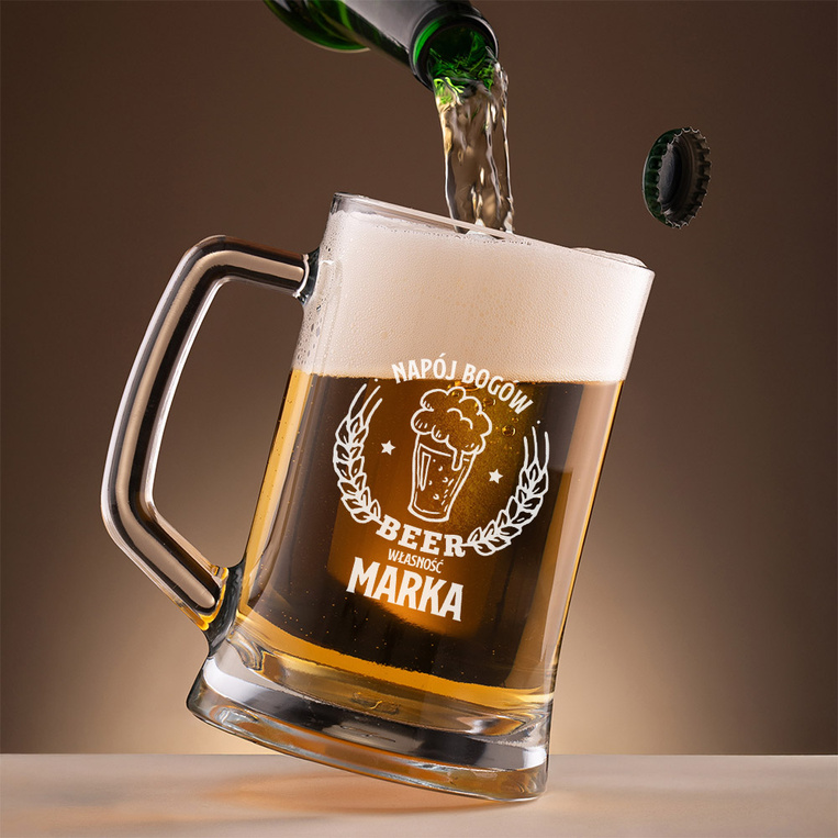 Kufel z grawerem NAPÓJ BOGÓW + IMIĘ na prezent DLA KOLEGI