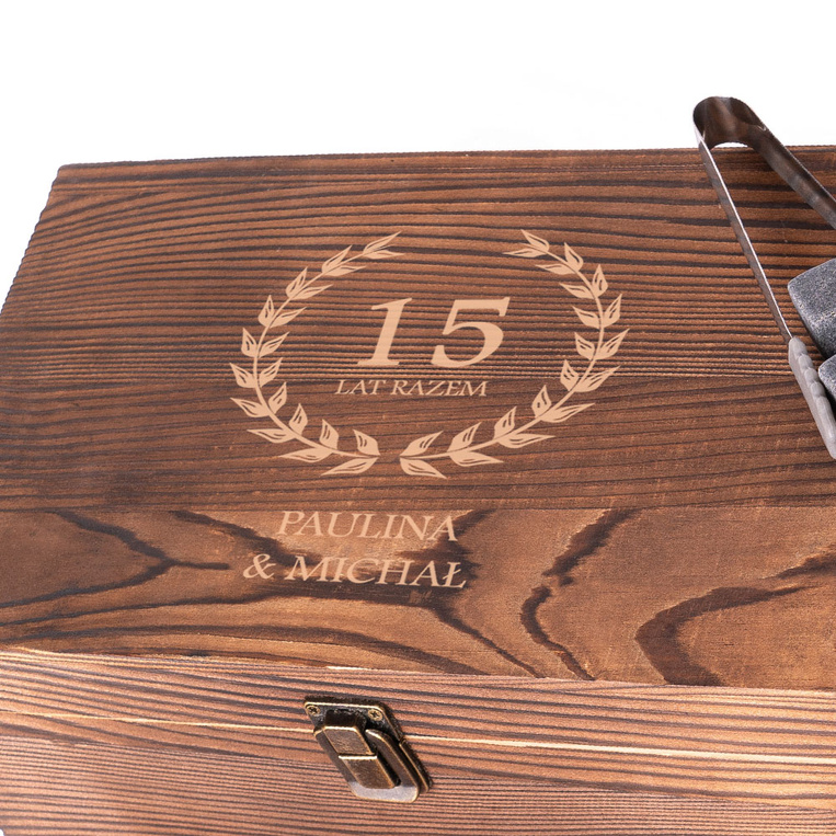 Grawerowany Zestaw do whisky na 15. ROCZNICĘ ŚLUBU – dla pary