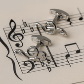Spinki do mankietów KLUCZ WIOLINOWY – prezent DLA MUZYKA
