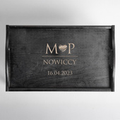 Elegancki stolik śniadaniowy z grawerem – prezent DLA PARY NA ROCZNICĘ