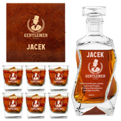 Komplet do whisky KARAFKA i 6 SZKLANEK DREWNIANA SKRZYNKA z twoim grawerem
