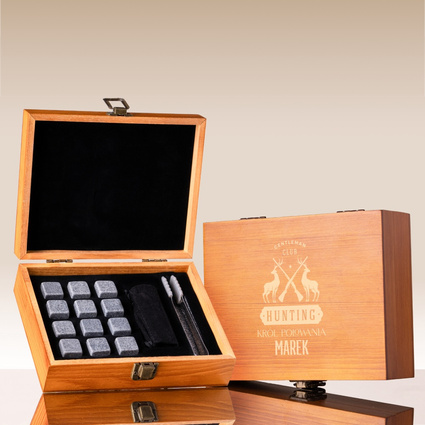 Kamienie do whisky dla myśliwego z grawerem KRÓL POLOWANIA + imię