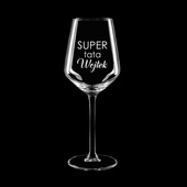 Kieliszek do wina białego na prezent SUPER TATA
