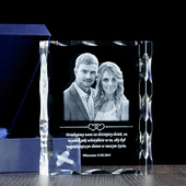 Podziękowania ślubne dla rodziców - fotokryształ, grawerowana statuetka