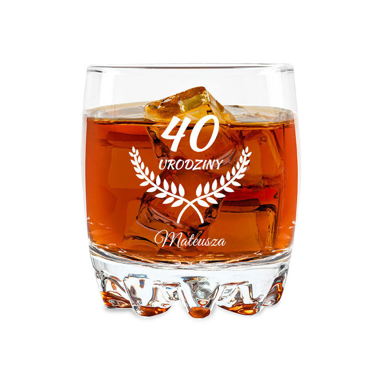 Grawerowana szklanka do whisky na 40 URODZINY z TWOIM GRAWEREM
