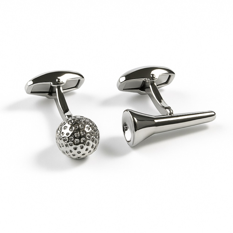 Spinki do mankietów GOLF – prezent DLA GOLFISTY z piłką i tee