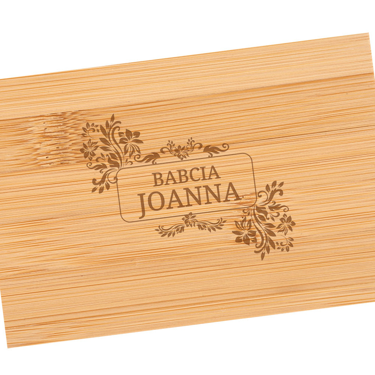 GRAWEROWANY zestaw do manicure w bambusowym etui NA PREZENT DLA BABCI