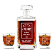 GRAWEROWANY Zestaw do whisky URODZINOWE SERDECZNOŚCI + IMIĘ na prezent na 30 URODZINY