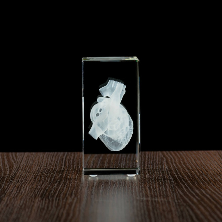 SERCE 3D - grawer w szkle STATUETKA MEDYCZNA PODZIĘKOWANIE