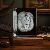 Trójwymiarowe zdjęcie Lwa - duża Statuetka Firmowa Prezent dla Myśliwego