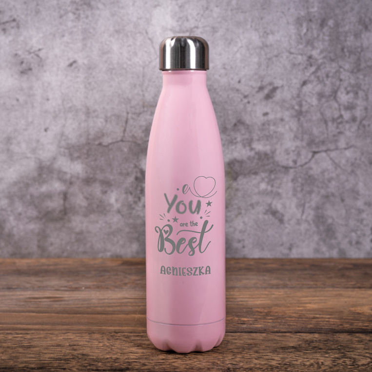 Butelka termiczna różowa z grawerem - DLA PRZYJACIÓŁKI na prezent