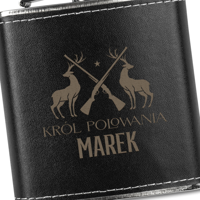 Piersiówka z grawerem KRÓL POLOWANIA + IMIĘ