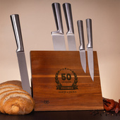 Zestaw noży w bloku z grawerem – prezent na ZŁOTE GODY z personalizacją