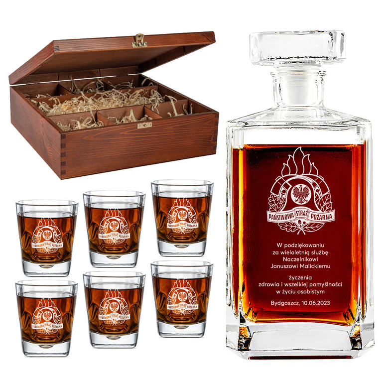 Personalizowany zestaw Karafka + 6 Szklanek PODZIĘKOWANIA DLA STRAŻAKA