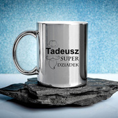 Kubek srebrny z nadrukowanym imieniem DLA SUPER DZIADKA