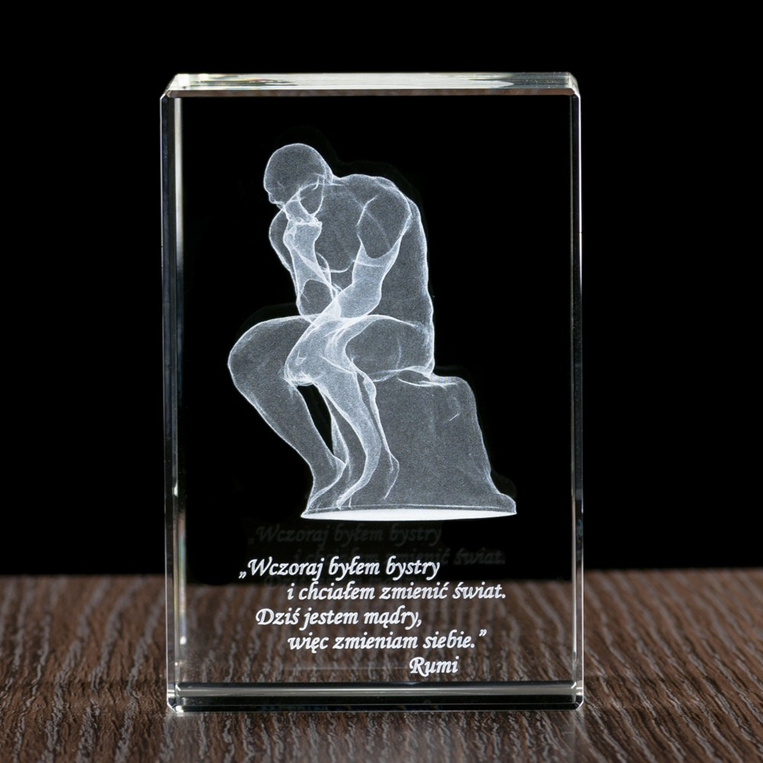 Myśliciel - rzeźba Auguste'a Rodina wygrawerowana w statuetce 3D