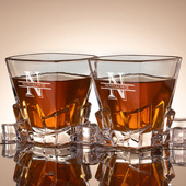 2 Szklanki do whisky z grawerem NAZWISKO i MONOGRAM w tubie prezentowej