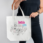 Torba na zakupy kremowa z nadrukiem DLA WIELBICIELKI KOTÓW