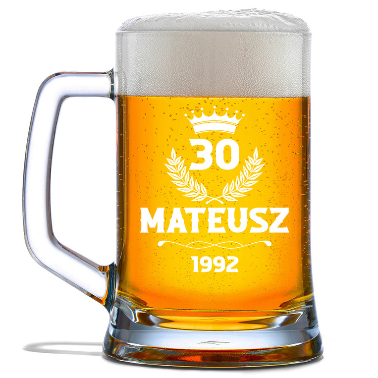 Kufel do piwa z grawerem na 30 URODZINY – personalizowany prezent