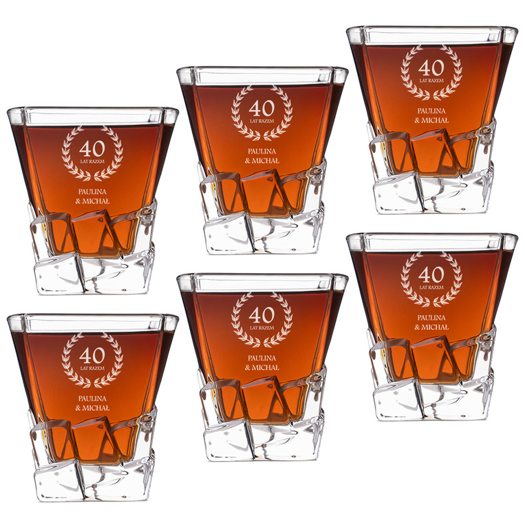 Komplet szklanek z grawerem na 40-lecie ślubu w eleganckiej skrzynce