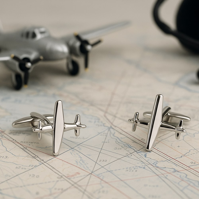 Spinki do mankietów SAMOLOT – prezent DLA PILOTA LOTNIKA
