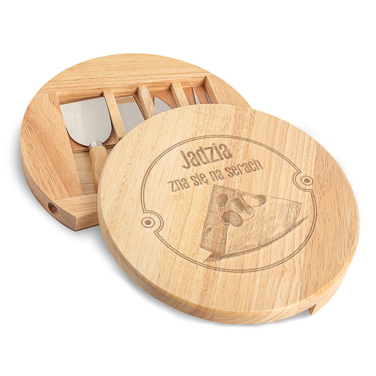 Grawerowana deska do serów - ZNA SIĘ NA SERACH + IMIĘ prezent DLA NIEJ