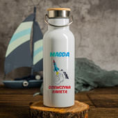 Butelka termiczna z korkiem bambusowym DZIEWCZYNA RAKIETA