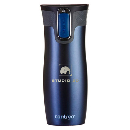 Grawerowany granatowy kubek termiczny Contigo West Loop – upominek firmowy