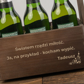 GRAWEROWANE nosidło drewniane na piwo ŚWIATEM RZĄDZI MIŁOŚĆ