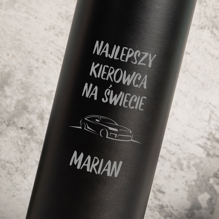 Prezent dla kierowcy - butelka termiczna z termometrem. TWÓJ GRAWER