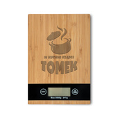 Waga kuchenna prostokątna z grawerem W KUCHNI RZĄDZI + IMIĘ