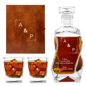 Zestaw KARAFKA ŁAMANA I 2 SZKLANKI na prezent DLA PARY na rocznicę DREWNIANE ETUI