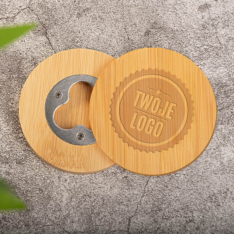 Otwieracz bambusowy GRAWEROWANE LOGO gadżet firmowy