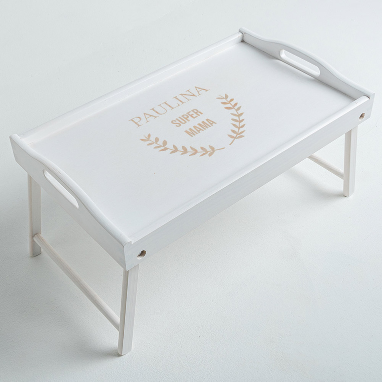 Stolik śniadaniowy SUPER MAMA z imieniem – prezent DLA MAMY