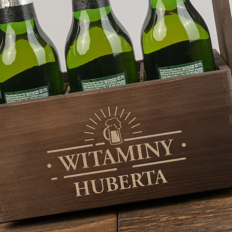 Nosidło drewniane na piwo z grawerem WINTAMINY + IMIĘ