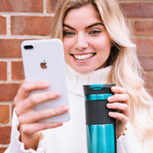 Kubek termiczny Contigo turkusowy Z MONOGRAMEMEM – prezent personalizowany