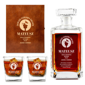 Zestaw DLA PODRÓŻNIKA Karafka Burbon i 2 szklanki DREWNIANE ETUI GRAWER