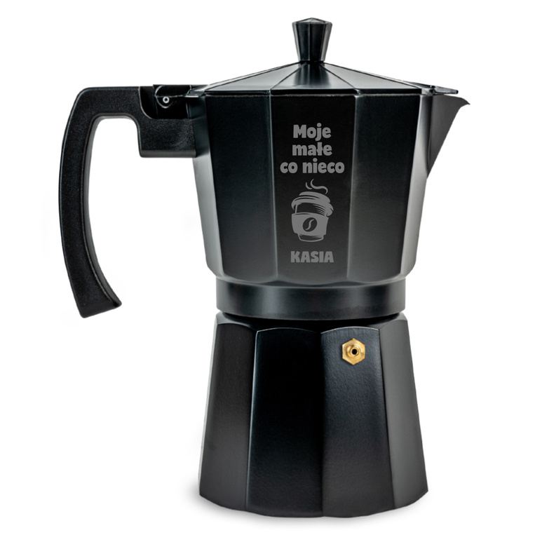 Kawiarka z grawerem MAŁE CO NIECO + IMIĘ prezent DLA KAWOSZA