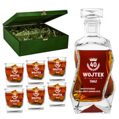 Personalizowany zestaw do whisky z karafką i szklankami - prezent na 40 urodziny