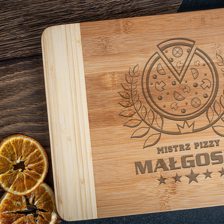 Drewniana deska do krojenia z grawerem NA PREZENT dla MISTRZYNI PIZZY