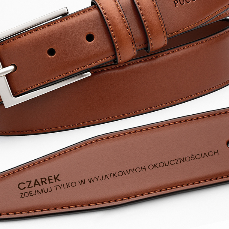 Brązowy pasek męski skórzany L 130 cm PERSONALIZACJA – prezent Z HUMOREM